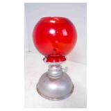 Vintage Miniature Cigar Lighter Oil Lamp Red Glass