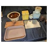 Stoneware cooker, mandolin, potpourri crock