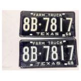 2 Texas vintage license plates