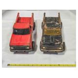 2 vintage pressed  metal Tonka model trucks, 14"