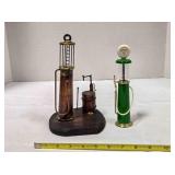 2 small replica gas station pumps