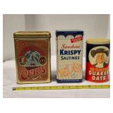 3 Kitchen tins; Philadelphia Chips, 9" tall