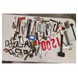 Clamps; chisels; drill bits; wrenches; mallet
