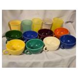 8 ceramic coffee cups & 5 plastic juice glasses