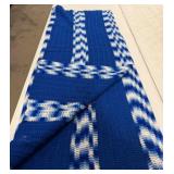 Handmade blue & white crochet blanket 50"x56"