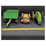 TN tin litho tractor; Green tractor; ERTL wagon