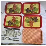 Vintage serving trays & kitchen tools