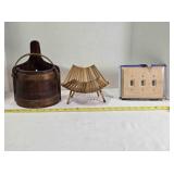 3-switch wall plate; folding basket; wall planter
