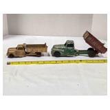 2 Vintage dump trucks, pressed metal