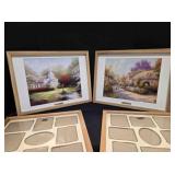 2 Thomas Kincade prints (18"x14") 2 collage frames