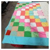 92" x 75" Hand Tied Double Knit patchwork quilt