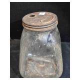 Glass butter churn, 11" tall