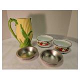 Vintage Majolica corn-shaped pitcher, nesting