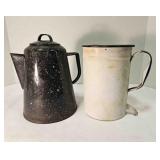 Vintage enamelware irrigator & coffee pot
