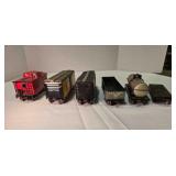 6 pressed metal train cars
