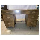Wooden desk, 51"x19"x29" tall, 7 drawers