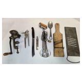 Kitchenware; grinder, beater, can opener, spoon