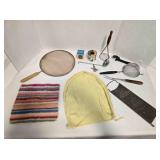 Colanders, grater, toilet cover, ladle, masher