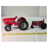 2 vintage cast metal tractors