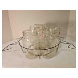 6 Mason jars & jar holder - jars are missing lids