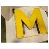 Yellow Metal Letter "M", wired not tested