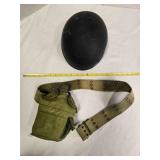 Army helmet & canteen