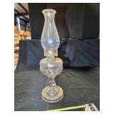 Clear glass oil lamp, 12" tall, 18ï¿½" w/chimney