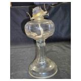 Clear glass oil lamp, 13" tall