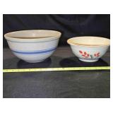 2 crockery bowls; 9ï¿½" & 12" across
