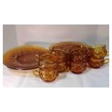 Vintage set of 8 Indian glass Amber snack set