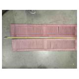 2 red louver vinyl shutters, 64"x12"