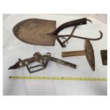 Gas pump nozzle, mason hammer, ice carrier