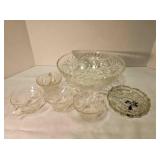 Vintage Anchor Hocking clear glass punch bowl/cups