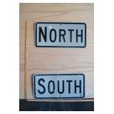 North, South Metal Signs