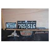 2 license plates and miscellaneous truck/car