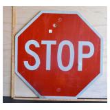 Stop sign with bullet hole Metal Sign