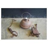 Vintage smudge pot and animal traps