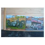 Motorcycle and truck Metal Signs