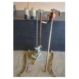 Vintage hand pump, explosion lights, horse items