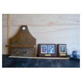 Bat, Ball Holder and baseball cards