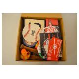 Magnets, ducks, coasters, misc baseball items,