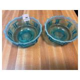 2 - Fenton Blue opalescent Bowls