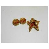 Starfish Brooch & Earrings signed Capri gold tone