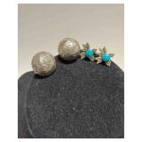 Sterling Silver Domed Etched Screw Back Earrings