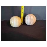 2 Marble Quartz Alabaster Onyx? Spheres polished