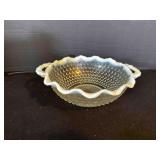 Opalescent Hobanil Moonstone Dish W/handles 6'
