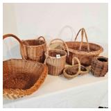 6 Wicker Baskets w/Handles great for decorating