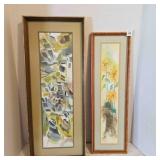 2 Floral Water Colors Pictures w/Wood frame/Glass