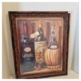 Vintage Wine Bottles Wood & Glass Framed
