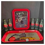 2 Coca Cola Trays, 5-Share a Coke Bottles